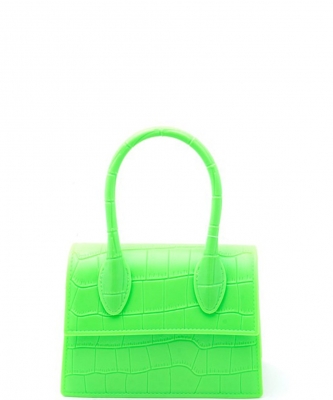 Fashion Smooth Croc Handle Bag PM0722-7156 GREEN/